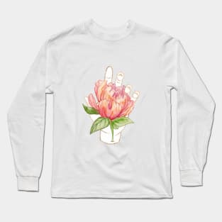 Peony - Gold (Gilded Hands Series) Long Sleeve T-Shirt